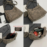 Pbong  Vintage Synthetic Faux Leather Handbag with Multiple Pockets Large Capacity Zipper Closure Adjustable Strap Golden Tone Hardware