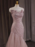 Pbong  Ele Pink Evening Gown Women's Fi Tail Wedding Dr Host Adult Ceremony High-End Luxury Cusizable Long Dr