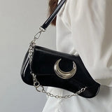 Fashion Design Women's Underarm Bag Moon Locking Buckle Female Shoulder Bag PU Leather Ladies Crossbody Bags Purse Handbags