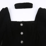 Black Velvet Square Neck Dress