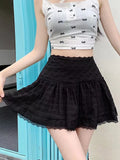 Pbong  Sweet Cute White Skirt Women High Waist Preppy Style Sexy Mini A Line Skirts Summer Chic Korean Casual Lady Elegant Dance Skirt