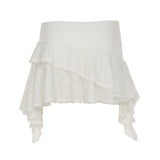 Sweet Lace Irregular Lace Up Women’s Mini Skirts Solid Elegant Gentle Classical Skirts High Fashion