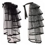 Pbong  Steampunk Tulle Tutu Skirt Women Medieval Gothic Cocktail Club Ruffles Punk Mermaid Overskirt