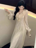 Autumn Elegant Solid Ruffles Fairy Dresses Korean Fashion Slim  A Line Midi Dress Women Princess Party Vestidos New
