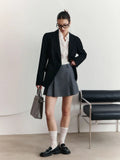 Fashion Solid Gray Pleated Short Skirt 2025 New Spring Summer High Waist A-line Women Skirts College Style Sweet Woman Clothing
