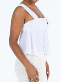 Women Summer Spaghetti Strap Camis Tops Y2K Casual Ruffles Sleeveless Square Neck Lace-up Solid Tank Mini Vests