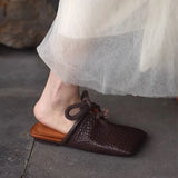 Square Toe Slippers Women Flats Mules Shoes for Woman Sandals New Casual Flip Flops Slingback Fashion Retro Dress Mujer Slides