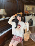 Kawaii Sweaters Cartoon Women Harajuku Sweet Knitted Pullovers Autumn Winter Fashion Oversize Cute Aesthetics Sweaters