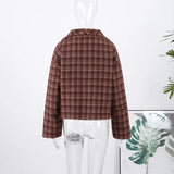Pbong   Casual Plaid Stand Collar Jacket Women Loose Long Sleeve Single Breasted Pocket Female Jackets Autumn Winter Streetwear New