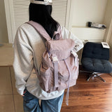 Women's Cloth Big Soft Backpacks Design Backpack for Teens Girls School Bag Simple Solid Color Travel Back Pack