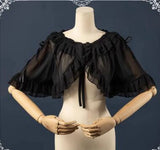 Pbong  Lolita Short Cape for JSK Dress Black White Chiffon Capes