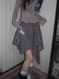 Japanese Style Harajuku Striped Skirt Women Vintage Gothic Y2k Grunge Mini Skirt Punk Irregular Streetwear Short Skirts