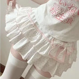 Harajuku Y2k Lolita Mini Skirt Women Bow Japanese Style Kawaii Pleated Skirts Sweet Dot Ruffles Cake Layered Skirts
