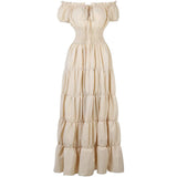Renaissance Medieval Dress Women Irish Off Shoulder Short Sleeves Elastic Waist Elegant Sexy Long Dress Party  Adult Clothing