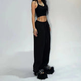 Casual Gray Sweatpants Women Wide Leg Black Joggers Classic Baggy Streetwear Oversized Sports Female Trousers All-match