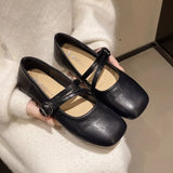 Pbong  Round Toe Shoes for Women Gothic White Mary Jane Flats Ladies Summer Footwear Moccasins Black Japanese Style Lolita Cute