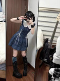 Elegant Gothic Vintage Dress Women Lolita Lace Sleeveless Mini Dress Y2K Slim Style Spicy Girl Daily Fashion