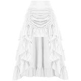 Women Goth Outfit Victorian Steampunk Ruffle Vintage Drawstring Layer High Low Skirt Long Bustle Skirt Halloween