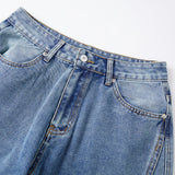 Pbong  y2k Baggy Jeans Women Fashion Clothes Low Rise Wide Leg Denim Pants with Pockets Long Trousers for Daily Office Party