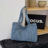 Pbong  Korean Shoulder Shopper Bag for Women Denim Luxury Woman Tote Bags Big Fashion Brand Designer Student Female Handbags Kpop