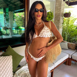 2025 Handhook Bikini Sexy Women Swimsuit Bandeau Biquini Push Up Swimwear Female Shiny Button Bathing Suits Bodysuit Beachwear