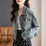 New Spring Summer 2025 Loose Versatile Elegant Women's Denim Coat Casual Temperament Korean Version Female Cowboy Outwear