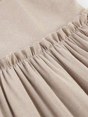 Cotton Linen Casual Dresses Lace Up Summer Vacation Spaghetti Strap Dress Oversize V-Neck Women Backless Dress