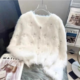 2025 Autumn And Winter heavy industry Women Knitted Cardigan Sweater Coat Imitation mink fur comfortable Female Sweater Jacket
