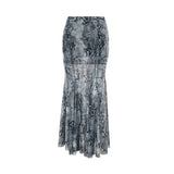 Vintage Chinese Style Skirt Women Aesthetic Fairy Grunge Elegant Butterfly Printed High Waist Skirt Y2k E-girl Clubwear