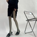 Retro Japanese Vertical Shrimp Line Blue Green Lean Grain Leggings Slim White Jacquard Leggings Lolita Stockings