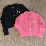 Ribbon Button Up Knit Cardigan Sweater for Women Long Sleeve Button Front Sweater Jacket Teen-girl Y2K Cute Outfit