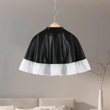 Pbong  Elegant Mesh Patchwork Short Cape Coats Women Small Stand Collar Single Button Ruffle Hem Cloak Jacket Autumn Ladies Coat