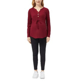 Pbong  Pregnant Women's Spring Autumn Loose and Comfortable Nursing Top Soft Comfortable V-neck Solid Color Long Sleeved T-shirt