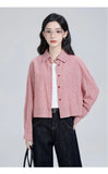 Sweet Red Plaid Shirt Women Preppy Style Vintage Long Sleeve Blouse Korean Fall Loose Female Retro Cute All Match Tops New