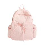 Pbong  Lightweight Lavvender Nylon Backpack For Women Cute Drawstring Daypack With Multiple Pockets Pastel Purple Soft Puff School Bag