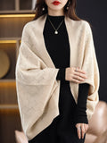 Wrap Shawl Open Cardigan Cape Sweater for Women Loose Open-front Knitted Jacket Soft Poncho Fine Knitwear Ladies Elegant Outfit