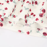 Pbong  Holiday Fashion Floral Printed Lace Patchwork Dress Romantic Elegant Slimming Straight Square Neck Midi Sundress Women's Dresses