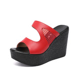 High Heel Wedges Sandals For Women  Summer New Platform Fashion Footwear Red Black White Large Size Sandals