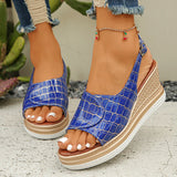 Pbong  Plaid Pattern Wedge Sandals for Women Summer Peep Toe Chunky Platform Sandles Woman Thick Sole Buckle Strap Roman Sandalias