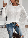 Women's autumn and winter solid color round neck pullover long sleeved knitted sweater