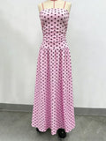 Pbong  Summer Polka Dot Strapless Sleeveless Long Dress Women Fashion Off Shoulder Slim Ruffles Dresses Elegant