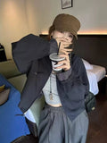 Harajuku Y2K Baseball Jacket Women Loose Vintage Plaid Patchwork Short Coat Streetwear Long Sleeve Vintage American Bf Tops