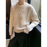 Pbong  Winter Thickened Loose round Neck Pullover Sweater Women's Soft Cozy Pure Color Knitwear Comfortable Lazy Style Streetwear