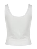 Sweetown Button Up V Neck Sleeveless Ribbed Vest White Solid Basic Casual Tank Top Women Elegant Fashion Crop Cardigan Shirts