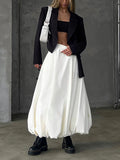 Silk Satin White Maxi Skirt Long Ruffled Pleated Skirts Elegant Lantern Pants A-Line Silk Long Skirts For Women New