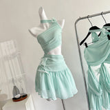 Summer 2000s Aesthetic Y2k Vintage Off Shoulder Dress Frock Party Shoujo Girl Hollow Out One-Piece Evening Gyaru Coquette Prom