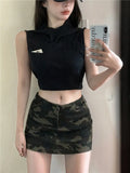 Summer Street Vintage Camouflage Skirts Y2k High Waist Bodycon Skirt Foir Women Summer New Casual All-match Faldas Mujer