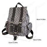 Pbong  Japanese Polka Dot Print Backpack Women Korean Daypack Large Capacity Travel Rucksack Cute School Bookbags Retro Causal Daypack