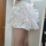 Personality Japanese All Match Lolita Girl Base Bottoms Spliced Korean Mesh Tiered Ball Design Short Pants Y2k Aesthetic Clothes