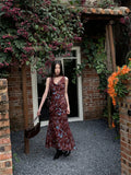 Designer Insect Floral Cowls Sleeveless Long Dress For Women 2024 Summer A Line Bodycon Midi Dress New Collection
